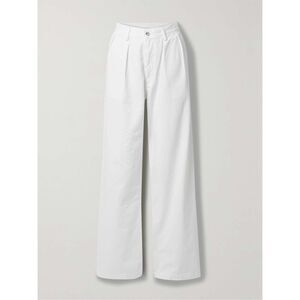 Denimist Women's White Wide Leg Relaxed Blair Double Pleated Pant Size 32 NWOT